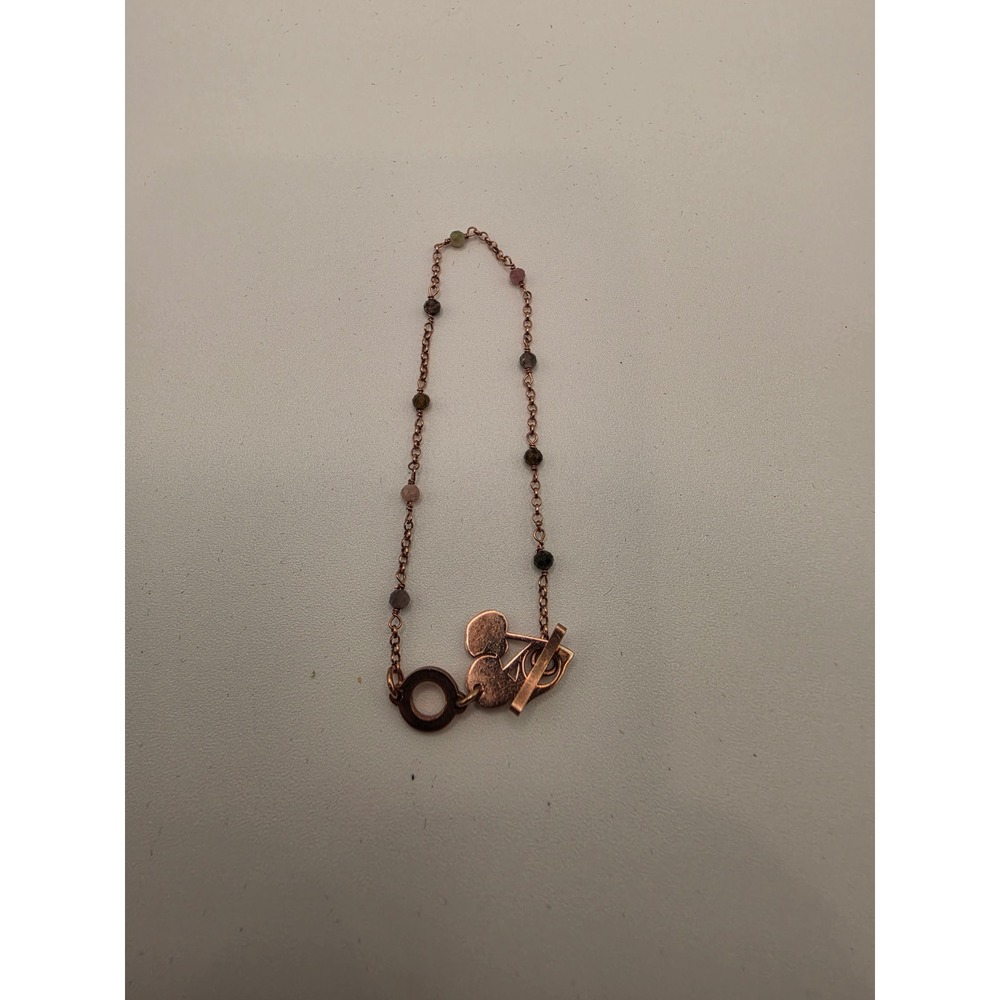 Nomination Italy Rose Gold Tone Beaded Cherry Charm Toggle Bracelet 7 Inch